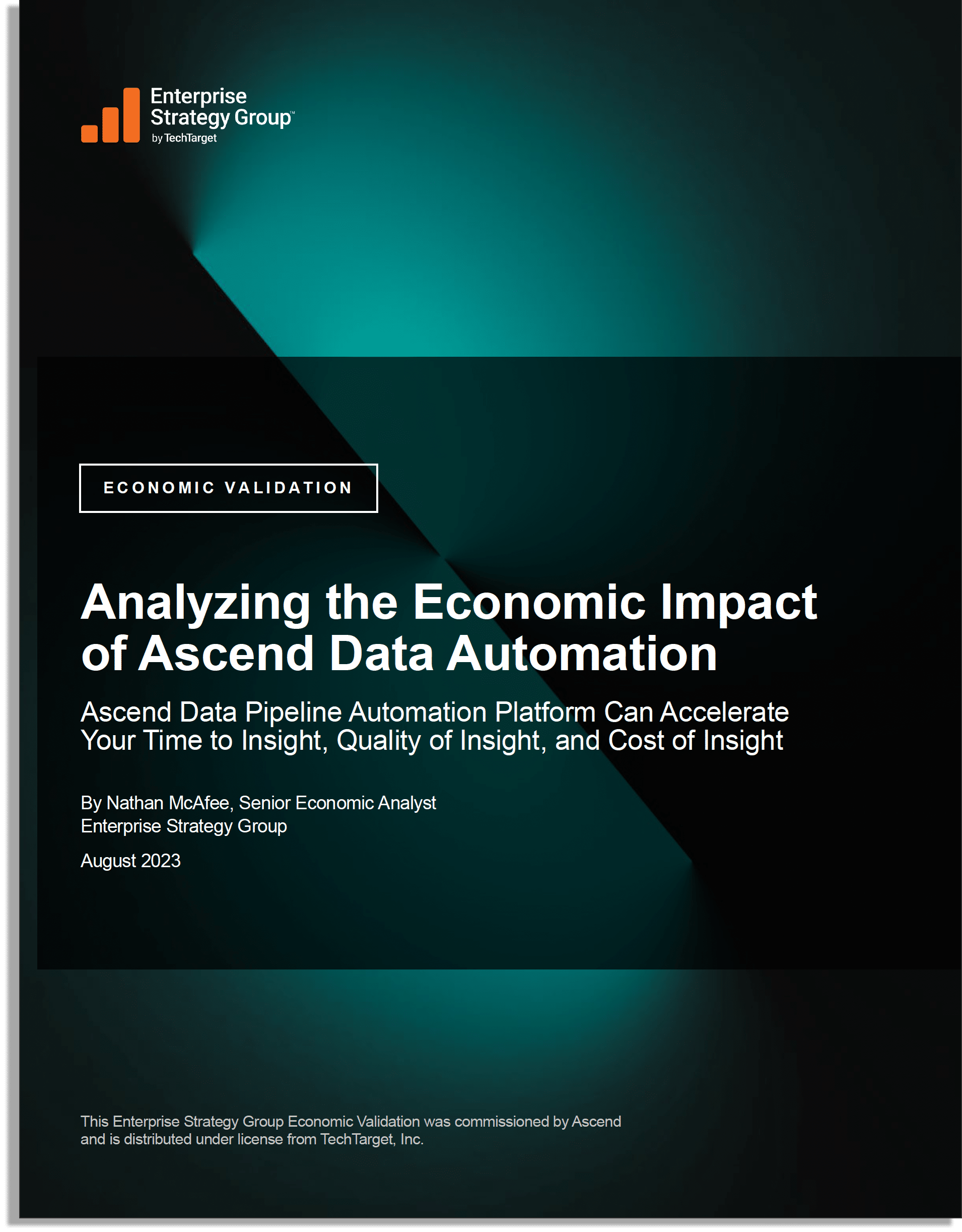 Cover of an ESG Report " Analyzing the Economic Impact for Ascend's Data Automation"
